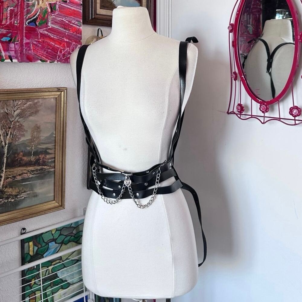 Hot topic faux leather corset strappy harness - Picture 2 of 4